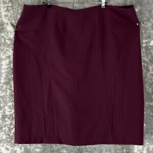 Sejour Plus Size 24W Stretch Knee Length A Line Skirt Purple Zip Lined